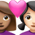 👩🏽‍❤️‍👩🏻 couple with heart: woman, woman, medium skin tone, light skin tone display on Apple